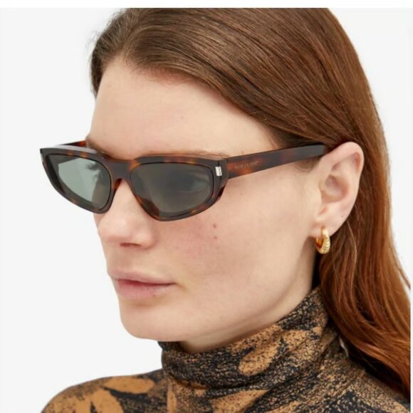 NEW SL634 NOVA 002 SAINT LAURENT SUNGLASSES WOMEN HAVANA OVAL EYEWEAR - Picture 3 of 4